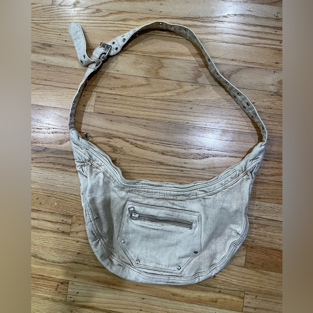 Cream Denim Shoulder Bag